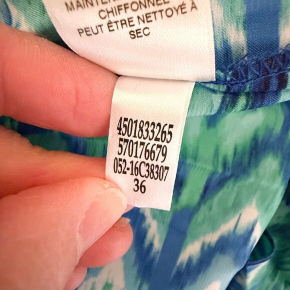 NWT Chico's Pleated Maxi Skirt Med Sz 1 (8) Long Silky Blue Green Teal Ikat Art - Picture 10 of 13